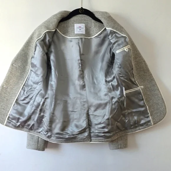 Vineyard Vines Women's Wool Herringbone Gray and White Blazer sz 00